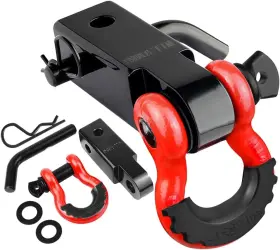 Autobots 653854596542 Tow Hitch Receiver 2 Inch 45 000 Lbs Break Strength Shackle Red-black