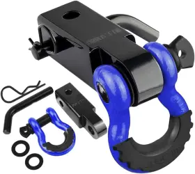 Autobots 653854596566 Tow Hitch Receiver 2 Inch 45 000 Lbs Break Strength Shackle Blue-black