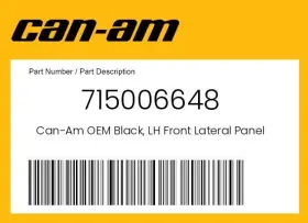 715006648 Can-am Genuine Black Lh Front Lateral Panel Kit -