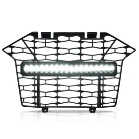 Alo142748 G-plus Fit For 2020-2023 Polaris Rzr Pro Xp Front Bumper Mesh Grille Grill With Led Light