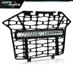T2645236985 Goneparts Fit For 20-24 Polaris Rzr Pro Xp Front Bumper Mesh Grill Grille With Led Light Bar