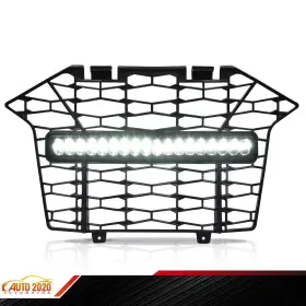 E-03hgl7101abk Grandorange Fit For 2020-23 Polaris Rzr Front Bumper Mesh Grille With Led Light Bar Grill