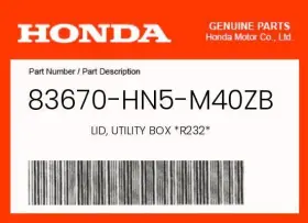 83670-hn5-m40zb Honda Genuine Lid Utility Box R232 -
