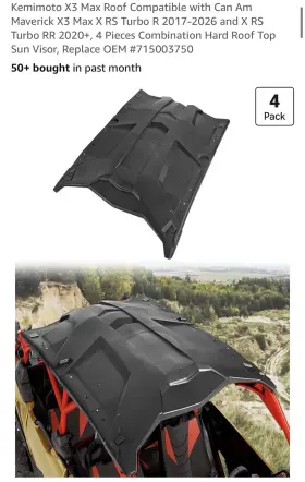 Kemimoto Km3b0112-00702bk Hard Roof Top Fits Can-am Maverick X3 Max 4 Seat 2017-2026 Black