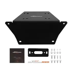 3qd456 Maxpeedingrods Black Steel Winch Mounting Mount Plate Kit Utv For Polaris Ranger Xp 1000 And Crew