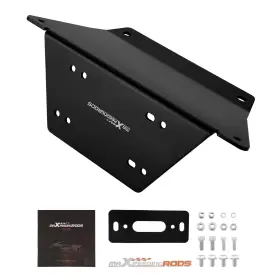 K4nqsg Maxpeedingrods Bumper Winch Mount Plate Steel Brackets Black For Polaris Ranger Xp 1000 / Crew