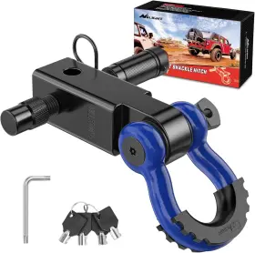 92155-bb Nilight Anti-theft Shackle Hitch Receiver 2inch With Lock Pin Black Blue