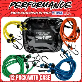 Bun1 Pmsutah 12 Pack Case Bungee Cord Strap Tarp Bungie Elastic Tie Down Set Atv Utv Cargo