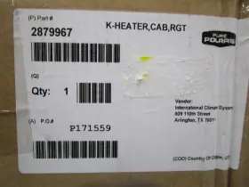 2879967 Polaris Genuine Oem K-heater Cab Rgt New