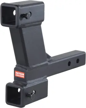 864090 Reysun Trailer Hitch Dual Extender Adapter With 2 Inch And 8 Drop Solid Shank