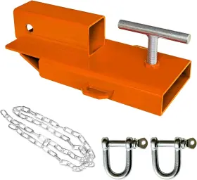 Visida 747462399593 Forklift Trailer Hitch Attachment Fits 2 Inch Receiver Clamp On Pallet Orange