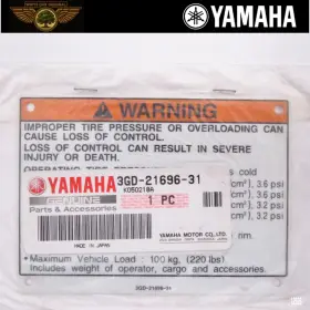 3gd-21696-31-00 Yamaha Yfm350 Raptor Warrior 350 Safety Decal Label 3gd-21696