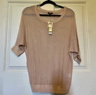Apt. 9 Open Knit Sweater Top Women's Medium Pink Metallic Dolman Sleeve Nwt New. Price: $12.99.