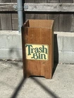 1970'S Vintage Hand Painted Wood Trash Can Used Good Condition Historic. Price: $63.00.