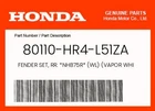 Honda Genuine Fender Set, Rr. *NHB75R* (wl) (vapor White R) 80110-HR4-L51ZA New. Price: $106.79.