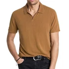 John Varvatos Men's Zion Jacquard Textured Open Collar Ss Polo Shirt Sienna New. Price: $78.12.