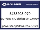 Polaris Oem Part 5438208-070 Flair, Fender, Front, Rh, Black New. Price: $68.99.