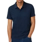 John Varvatos Men's Zion Jacquard Textured Open Collar Ss Polo Shirt Deep Blue New. Price: $78.12.