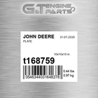 T168759 Plate Fits John Deere (surplus Open Box) New. Price: $141.41.