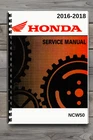 Honda NCW50 Metropolitan Service Repair Manual 2016-2018 Comb Bound Book New. Price: $45.00.