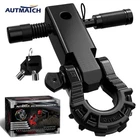 Autmatch 2" Shackle Hitch Receiver & Mega D Ring Recovery, Gloss Black New. Price: $49.99.