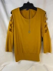 APT.9 Beautiful Mustard Golden Yellow Open Shoulders Top Sz Xl Includes Necklace New. Price: $18.75.