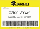 Suzuki Genuine Box Assy,rear 93100-31GA2 New. Price: $32.56.