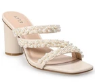 Apt. 9 Elegant Ivory Pearl Strappy Block Heels Size 7.5M Square Open Toe New. Price: $19.91.